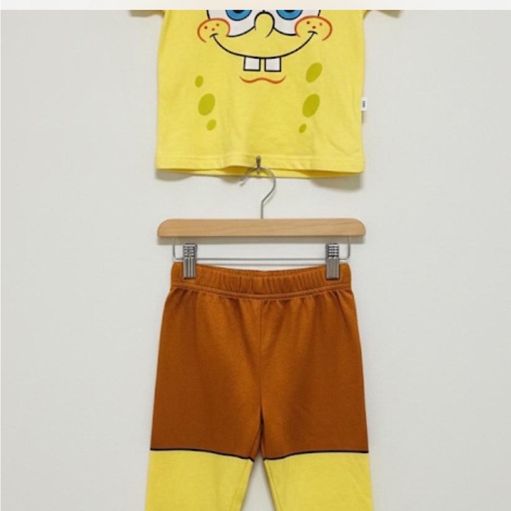 Yellow and Brown Cartoon Character Pajama Set